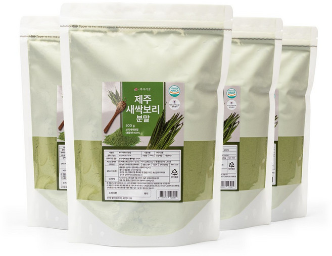 국내산 제주 새싹보리 분말가루 500g팩 HACCP 인증제품, 500g, 4개