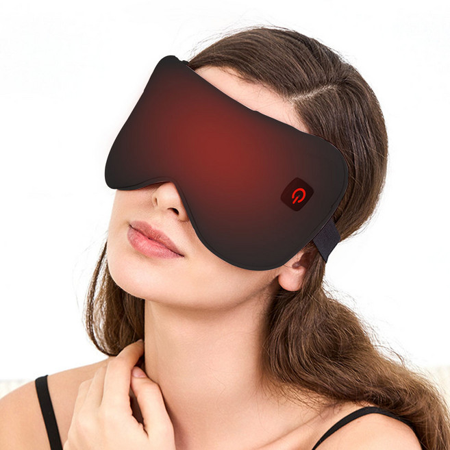 Garrl 온열 안대 무선 충전식 수면 안대 눈 마사지기 안마기 3단계 온도 조절, 블랙