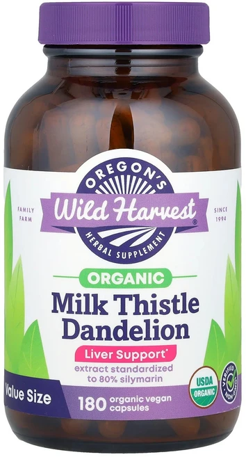 Oregon's Wild Harvest 유기농 밀크씨슬 민들레 비건 캡슐 180정 117671, 1개 - 쿠팡
