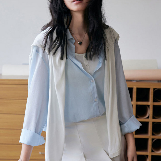 굿도우 여성용 시원한 고급 텐셀 셔츠