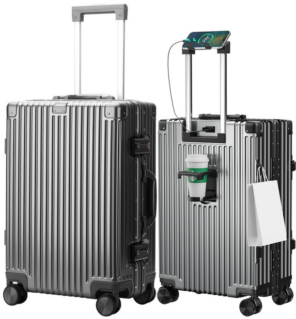 [5년AS] 다기능 경량 캐리어 방수 알루미늄 프레임 기내용 여행가방 USB 충전포트 360도 저소음 휠 20인치24인치28인치 중대형 하드 여행용 캐리어