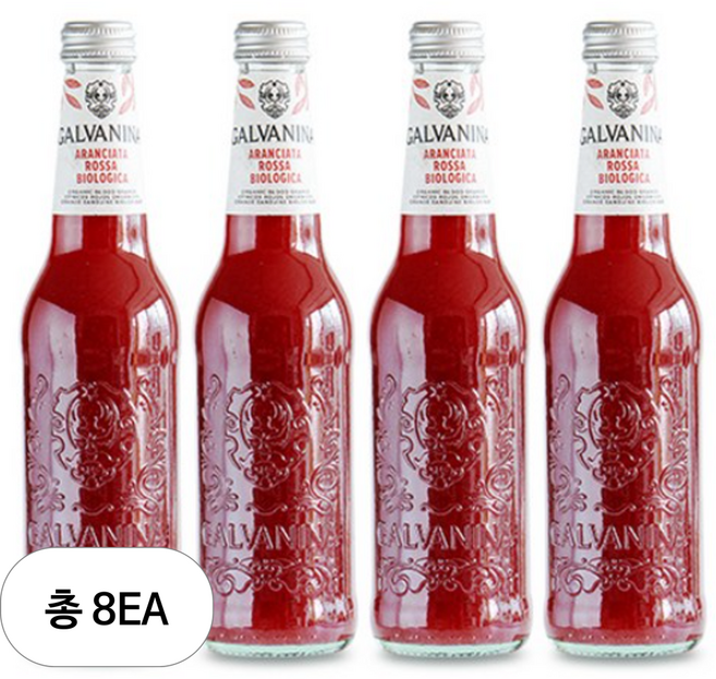 갈바니나 유기농 블러드오렌지 소다수, 355ml, 8개