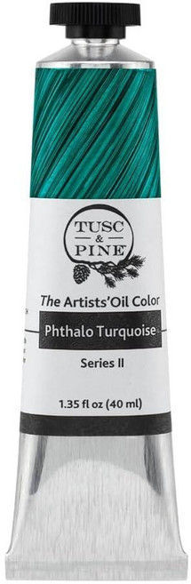 Tusc & Pine 아티스트 오일 페인트 - 티타늄 화이트 (아마씨) 40ml 황변 없음 풍부하고 크리미 한 일관성 최대 안료 부하 소량 가공 페인트 전문 아티스트, 1개(1개입), 프탈로 터키석