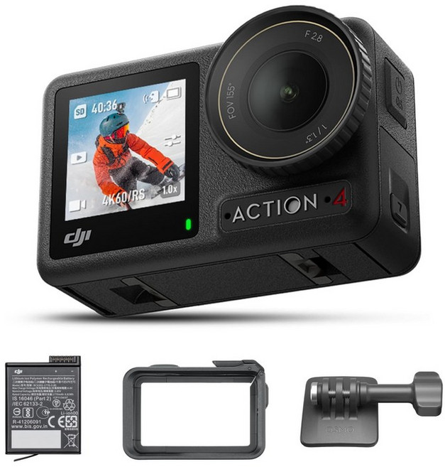 DJI Osmo Action 4 4K120fps 11.3 10-bit & D-Log M 1770 mAh 액션 카메라 스탠다드 콤보