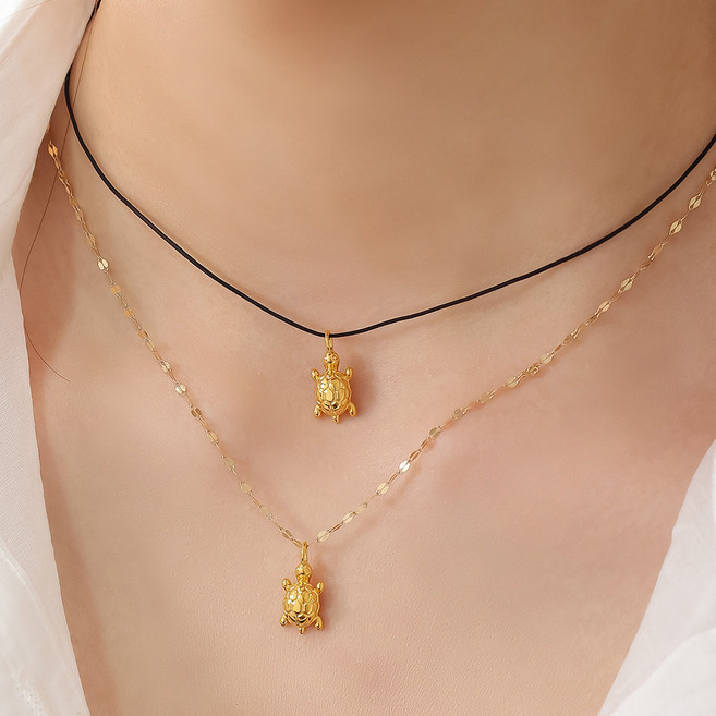 준주얼리 24K 순금 99.9% 행운통통 거북이 실크줄 목걸이 순금선물 추천 러블리 순금 목걸이