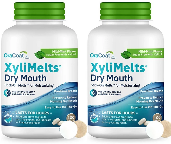 2개세트 OraCoat XyliMelts Dry Mouth 오라코트 자일멜츠 드라이 마우스 마일드 민트 100정, 2개 - 쿠팡