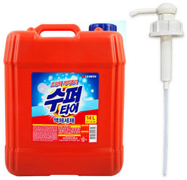 수퍼타이액체+펌프 세탁세제 대용량 드럼겸용, 14L