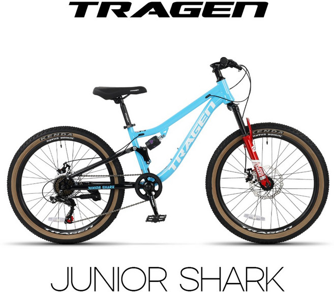 트라젠 주니어샤크 24인치 풀샥 앞뒤샥 시마노7단 풀서스펜션 자전거, 미조립박스, 블루, 1개