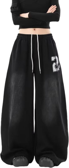 Makone 여자 트레이닝 스트리트웨어 댄스바지 와이드 힙합팬츠