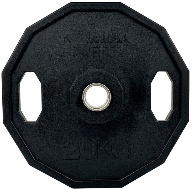 미라핏 바벨 중량 원판 2홀 12각, 1개, 블랙, 20kg