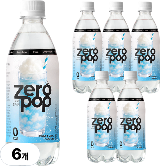 잇더핏 제로팝 밀키소다맛 애사비소다 제로 탄산음료, 6개, 500ml