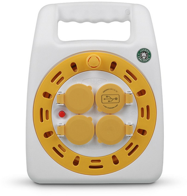 러그 캠핑용릴선 코드릴 3구 USB 2port 20미터 화이트/옐로우 화이트/블랙, 화이트옐로우, 1개