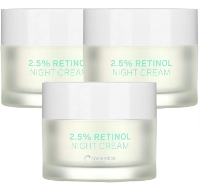 2+1 코스메디카 스킨케어 레티놀 2.5% 비타민A 나이트 크림 리서피싱 트리트먼트 50g, 3개 - 쿠팡