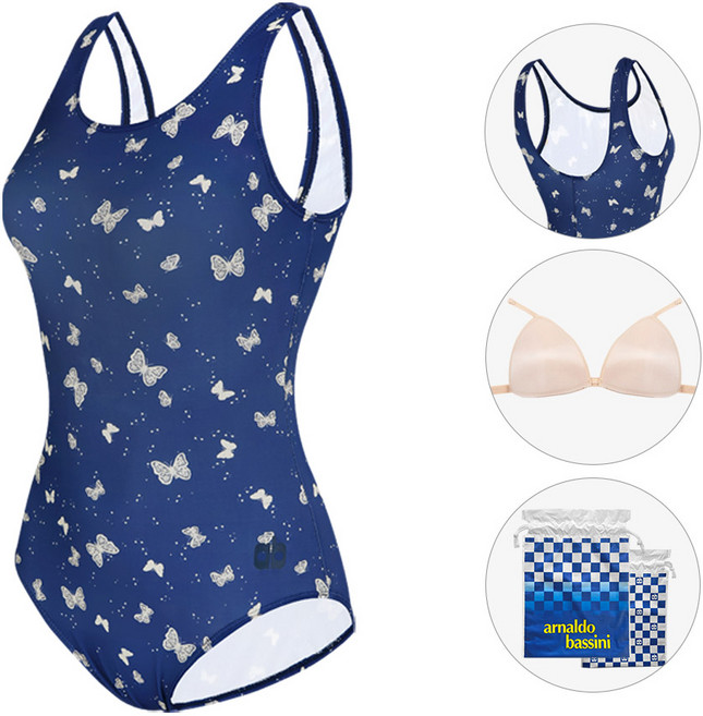 [아날도바시니 공식]여성 ASWU7243 트윙클나비 원피스 아쿠아로빅 빅사이즈 강습 국내생산 여자 실내 수영복