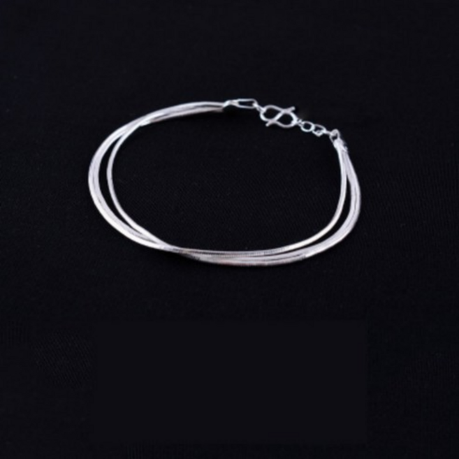 은도금 패션 레이어드 뱀줄 은체인 써지컬 체인 팔찌