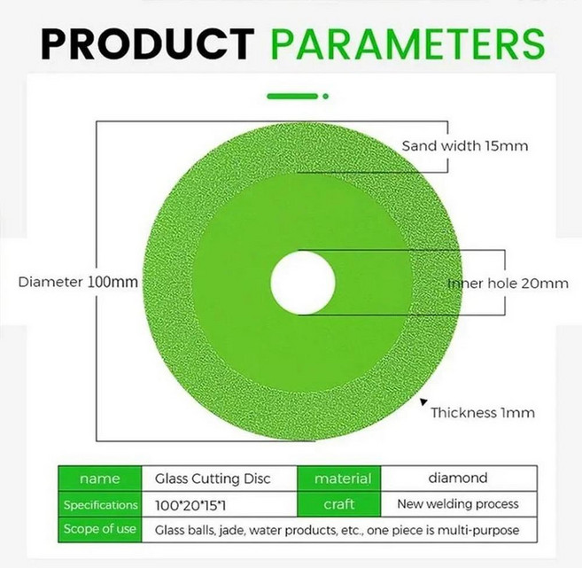 유리 절단 디스크 대리석 톱날 세라믹 타일 옥 특수 연마 갈이 갈기 날카로운 브레이징 그라인딩, Green, 1개