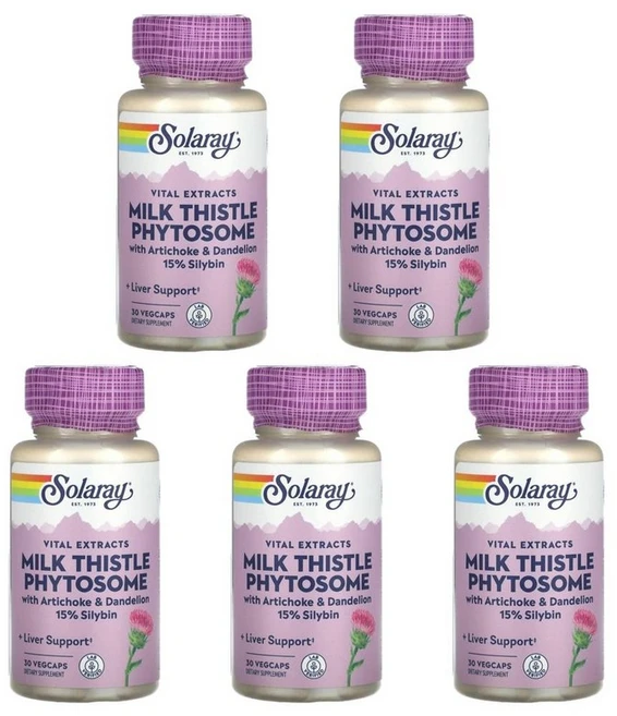 솔라레이 바이탈 추출물 밀크씨슬 피토솜, 5개, 30정 - 쿠팡