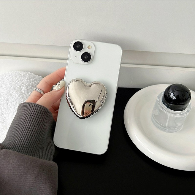 하트 벌룬 거울 그립톡 실버 골드 스마트톡 입체톡 핸드폰 커플템 우정템(오전10시 당일발송), 1개