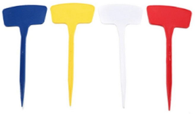 (10개) T자형 화분 식물 이름표 대형 27cm 나무팻말 나무이름표, 하양