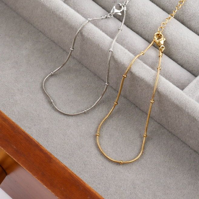 써지컬스틸 미니 볼 스네이크 체인 팔찌 (2color)