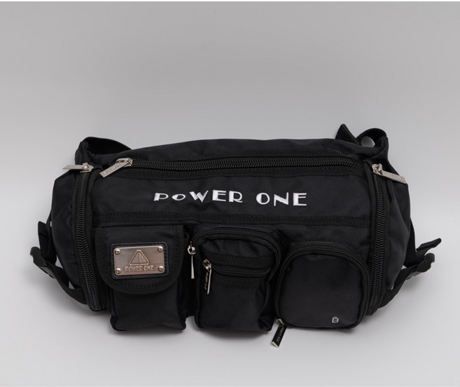 Power One 防潑水 大容量 胸包, 白色LOGO
