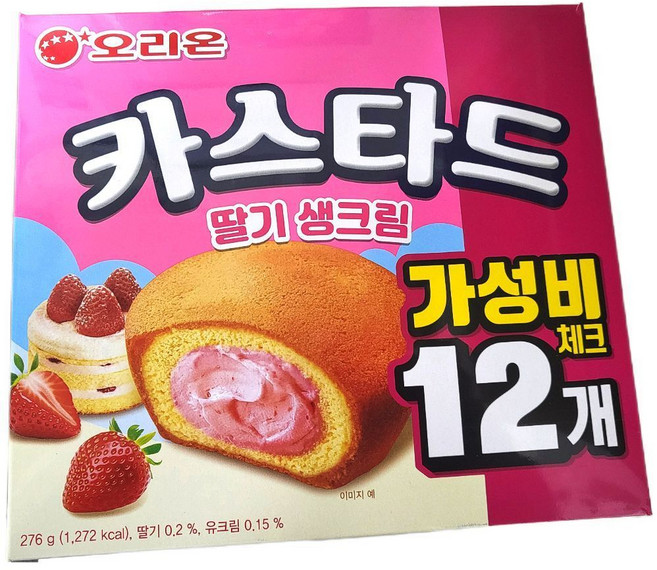 오리온 카스타드 딸기 생크림 달콤 상큼한, 276g, 1박스