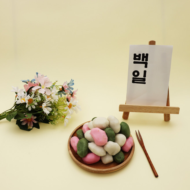 삼색 미니 송편 백일 돌 답례 떡 추석 모시송편 아침대용 굳지않는떡 800g, 2개