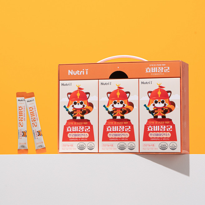 뉴트리아이 효비장군 장건강 효소 비피더스균 키즈 유산균 분말 약국 정품 선물박스(30포X3), 1박스, 90정