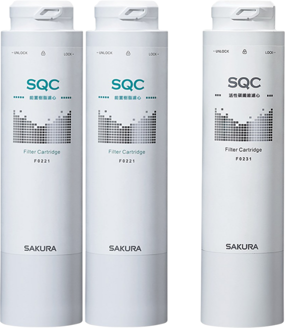SAKURA 櫻花【原廠公司貨】濾心 P0585 P0583A P9581 淨水器, F0221【二支】+F0231【一支】，共三支一組, 1入