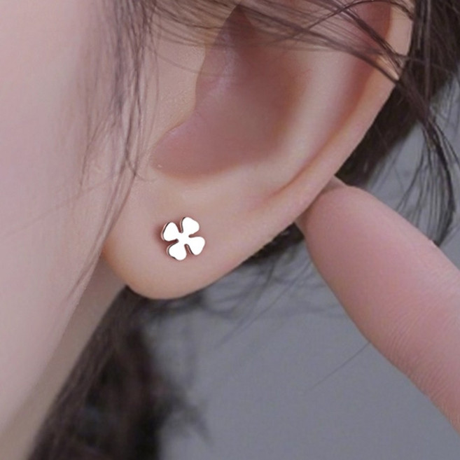 1+1 순은999 네잎클로버 스터드 귀걸이 / 데일리 실버 귀걸이
