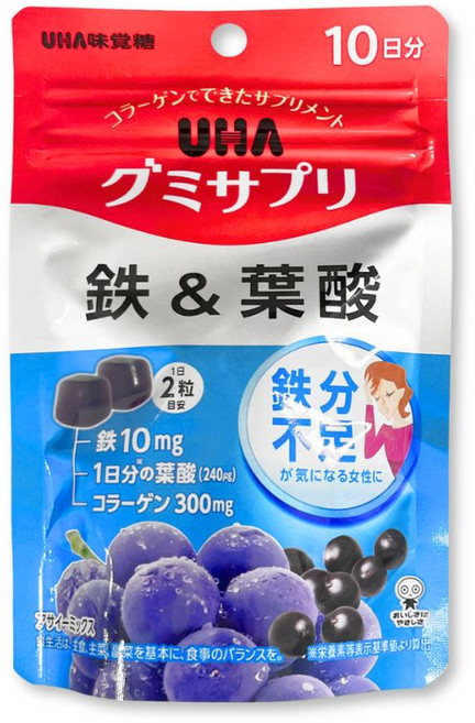 UHA 味覺糖, 1個, 鐵&葉酸軟糖, 20顆