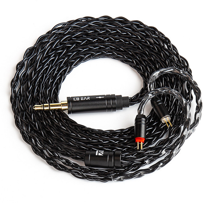 Keephifi KBEAR ST12/ST12Plus 8가닥4N 무산소동도금 업그레이드 케이블 For KZ TRN TANGZU 수월우, 3.5mm 2PIN, 1.2m, 블랙, 1개