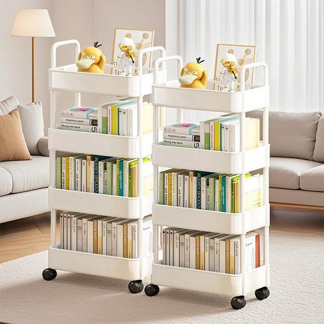 Tiger Pavilion 다기능 수납 트롤리, 화이트, 4단, 2개