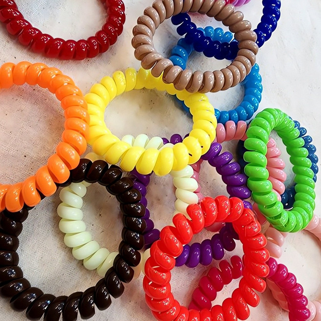 여성용 스프링 머리끈 10개입 헤어 밴드 머리띠 고무줄 엘라스 액세서리 포니테일 스타