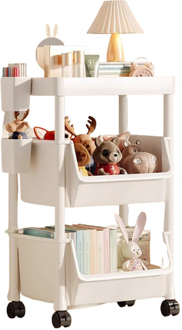 모아룸 이동식 수납정리함 플라스틱 서랍장 틈새 트롤리 3단 4단 5단, 아이보리 선반형