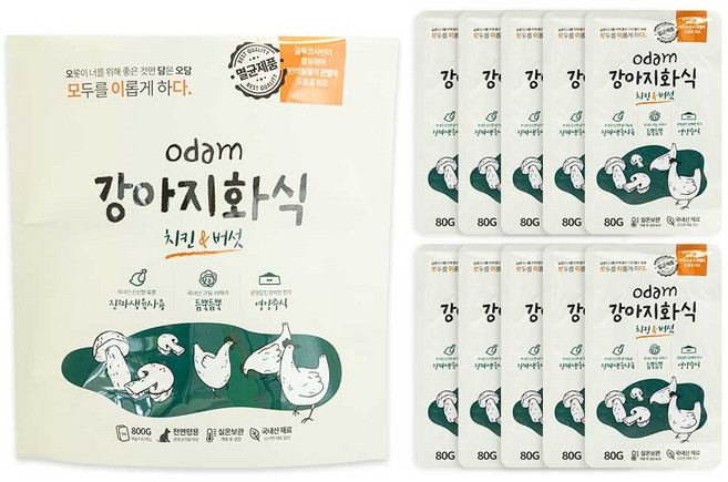 오담 강아지화식 전연령 10 개입 (80 g x 10ea), 80g, 10개, 닭