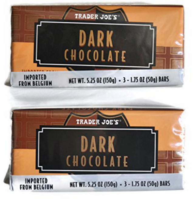 Trader Joe's Belgian Dark Chocolate Bars 1.75 oz (2 Packs o Trader Joe's 벨기에 다크 초콜릿 바 1.75온스(3팩 2팩, 2개, 49g
