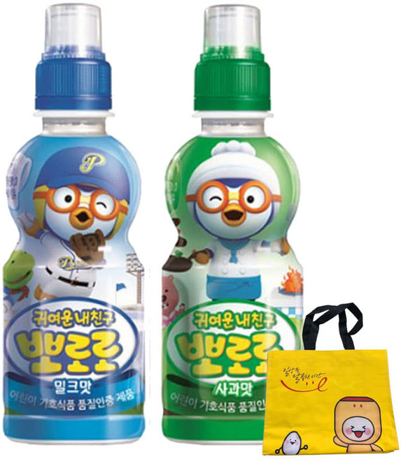 팔도 뽀로로 어린이 음료수 235ml 밀크맛 12개+사과맛 12개(총24개)+장바구니 사은품증정