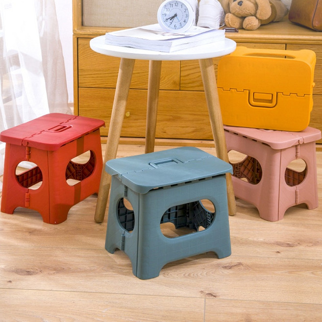 접이식 발디딤대 보조의자 접이식의자 간이의자 다용도의자 캠핑의자 발받침대의자, 핑크, 1개