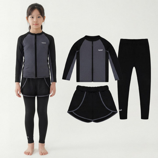 알앤엘 유아 아동 집업 래쉬가드 세트 남아용 여아용 3피스 수영복