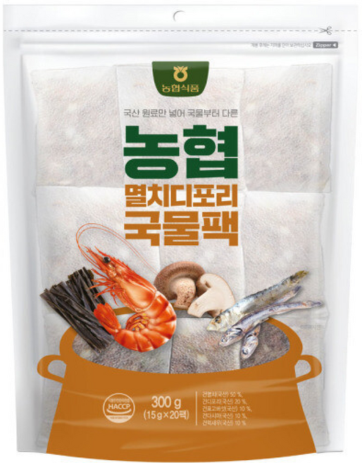 농협 다시팩 육수팩 천연조미료 멸치디포리국물팩(X20), 15g, 1개