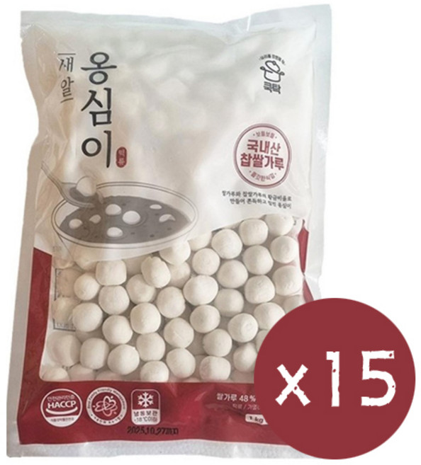동성식품 찹쌀 새알 옹심이 1kg x 15개 / 냉동 팥죽 새알심