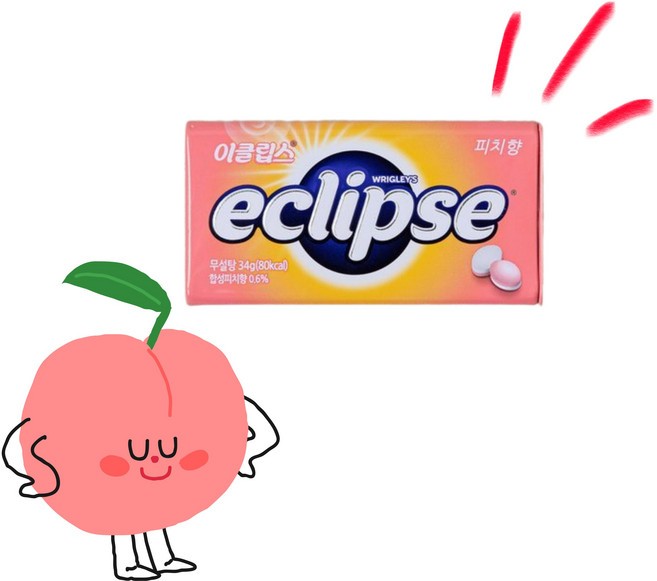 이클립스 피치향 34g 금연사탕 복숭아향 입냄세제거 무설탕 캔디, 1개