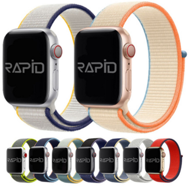라피드 애플워치 호환 스포티 루프 스트랩 밴드, 블랙