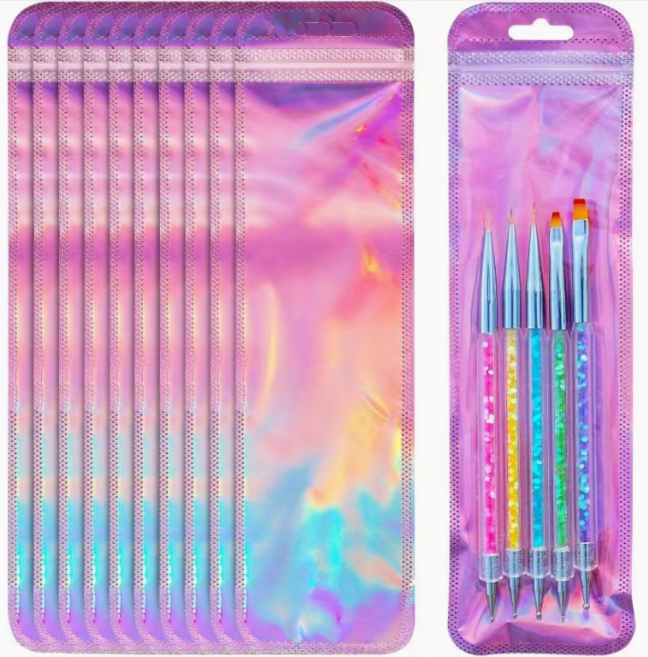 [J2A2] 홀로그램 볼펜꾸미기 포장 봉투 로즈골드 50매 (7.5x25cm), 1세트