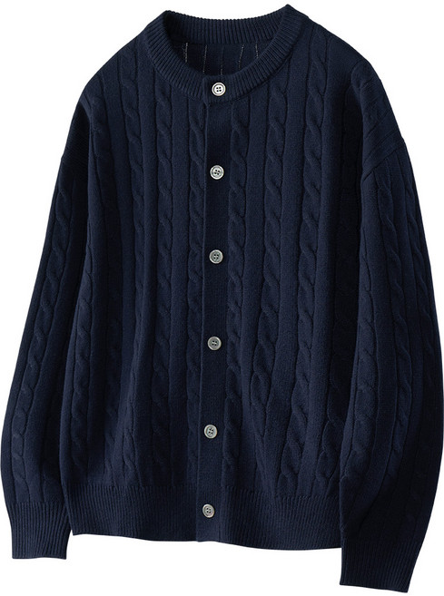 팀스핏 남성용 빅사이즈 오버핏 케이블 라운드 니트 가디건