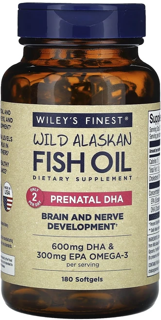 Wiley's Finest 알래스카 자연산 피쉬 오일 임신부용 DHA 피쉬 소프트젤 180정, 1개 - 쿠팡