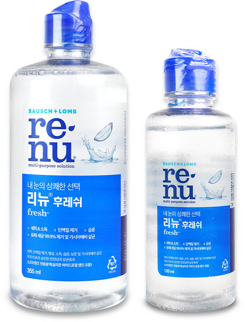 바슈롬 리뉴 후레쉬 355ml *1개 +바슈롬 리뉴 후레쉬 120ml*1개 렌즈세척액, 1세트, 355ml + 120ml