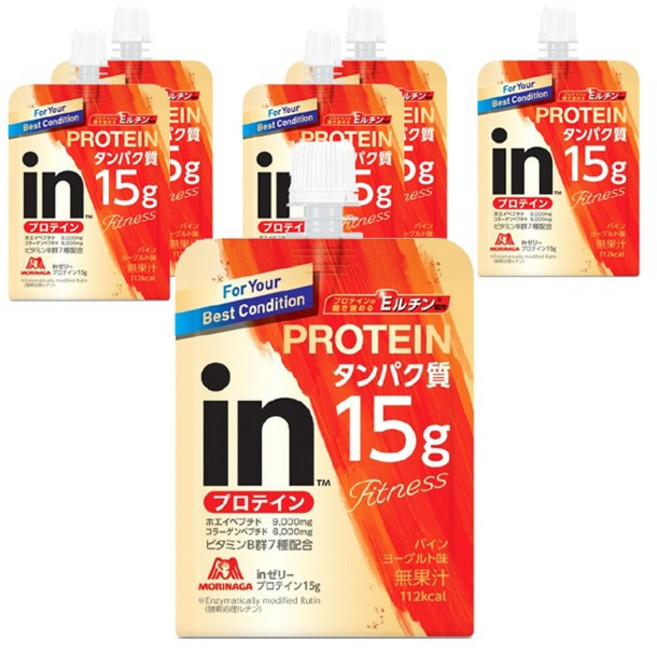MORINAGA 森永 in果凍系列15g蛋白質能量飲 鳳梨優格口味, 6個, 150g