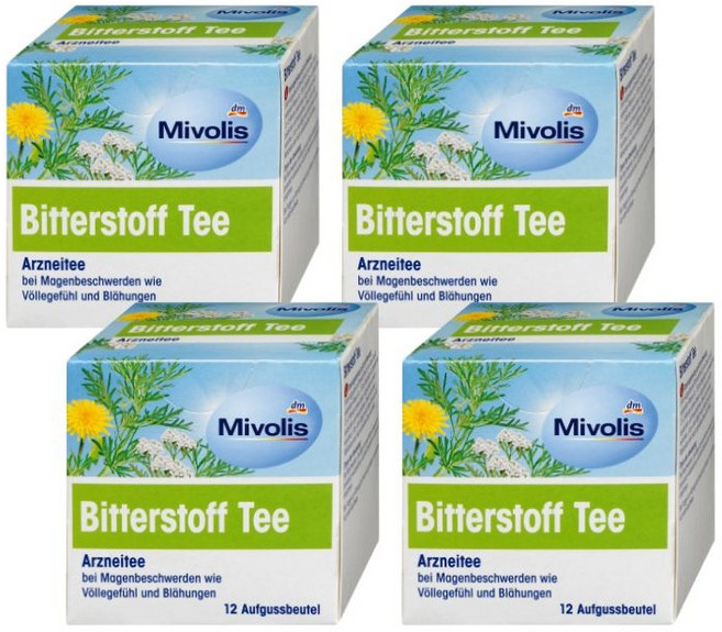 독일 내수용 미볼리스 Mivolis 비터 허브차 페퍼민트 차 민들레 차 강황 허브차 무카페인 차 유럽 허브차 Medicinal tea bitter tea, 4개, 12개입, 21g